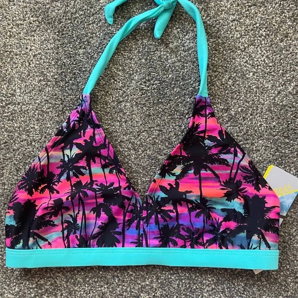 NWT! Girl Hawaii style tropical print bikini top Large - Picture 3 of 4